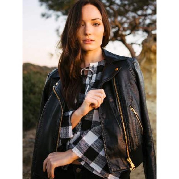 Free People Modern Vegan Leather Bomber Jacket - Picture 3 of 3